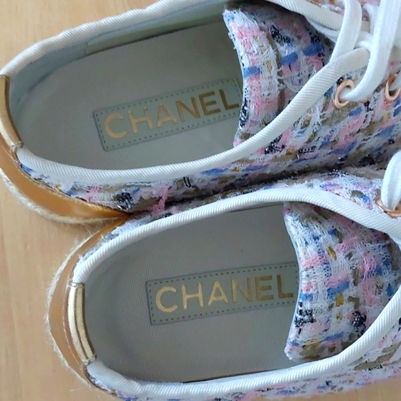 Chanel espadrilles lace-up shoes tweed - Picture 11 of 17